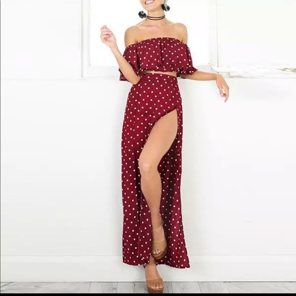 New! Ariana polka dot two piece dress set - Picture 2 of 4